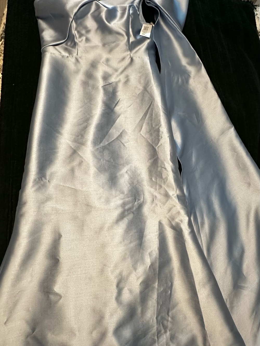 Bari Jay Mist Satin Halter Dress with Neck Bow in Light Blue - Picture 2 of 10